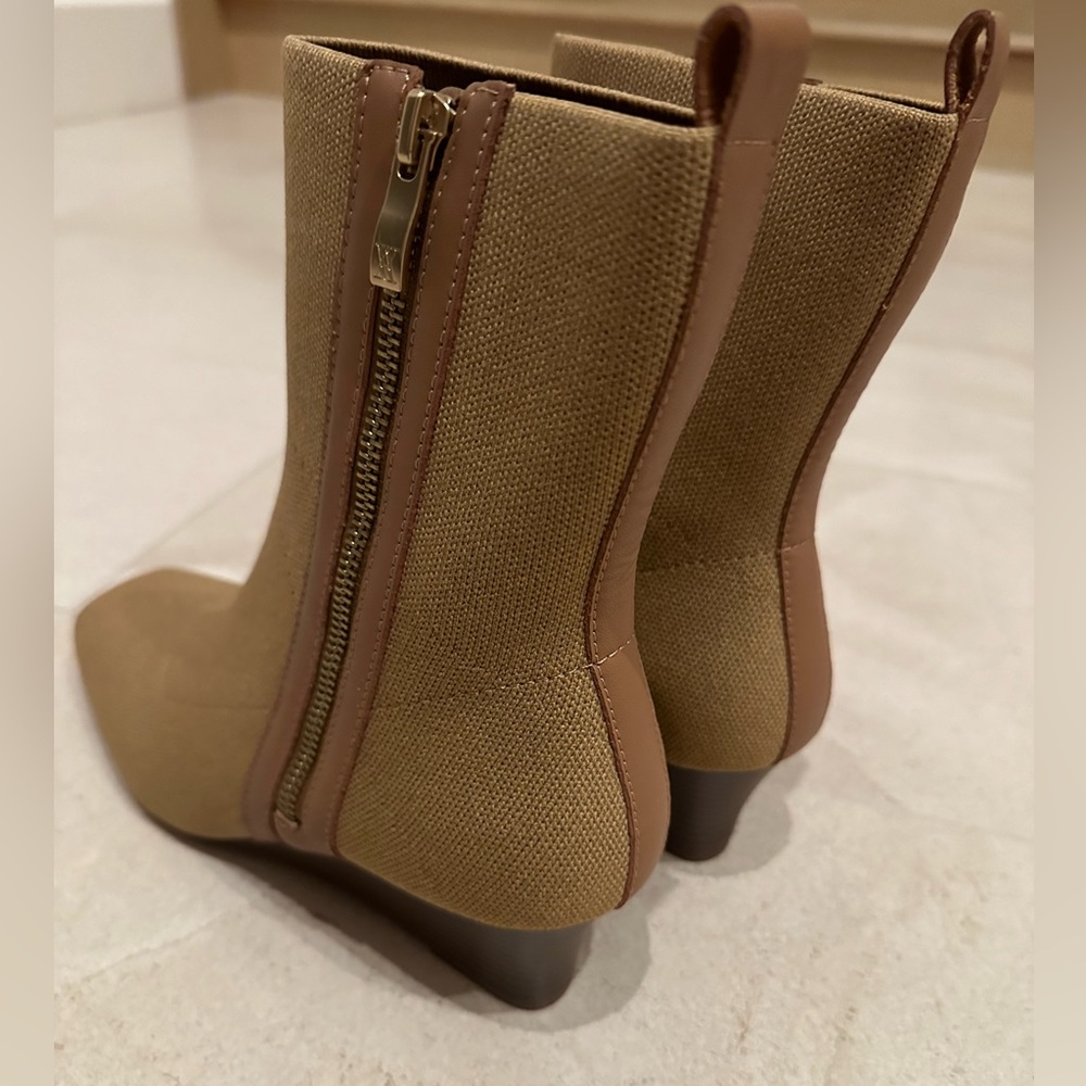 Vivaia Boots Comfy Fabric Tan Zip Up 8